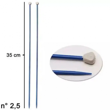 AGULHA TRICO PLASTICO 35CM COR 25 AZUL TURQUESA