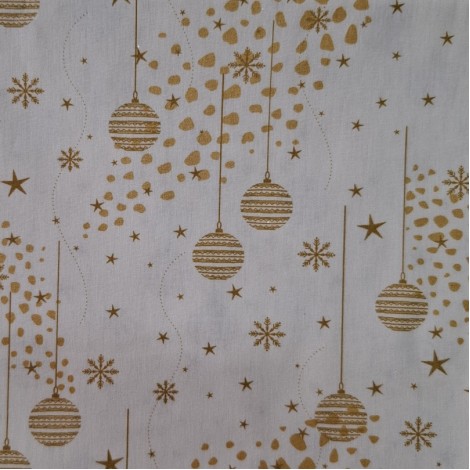 TECIDO TRICOLINE 100% ALGODÃO NATAL GOLD FD AMARELO  - 0,5x1,50m
