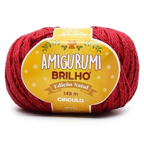 FIO CIRCULO AMIGURUMI BRILHO COR 3528 VERMELHO CARMIM
