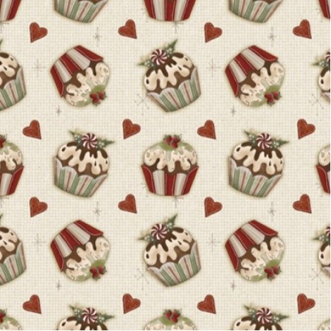 TECIDO TRICOLINE CUPCAKE MEU NATAL DIGITAL - 0,5X1,50M