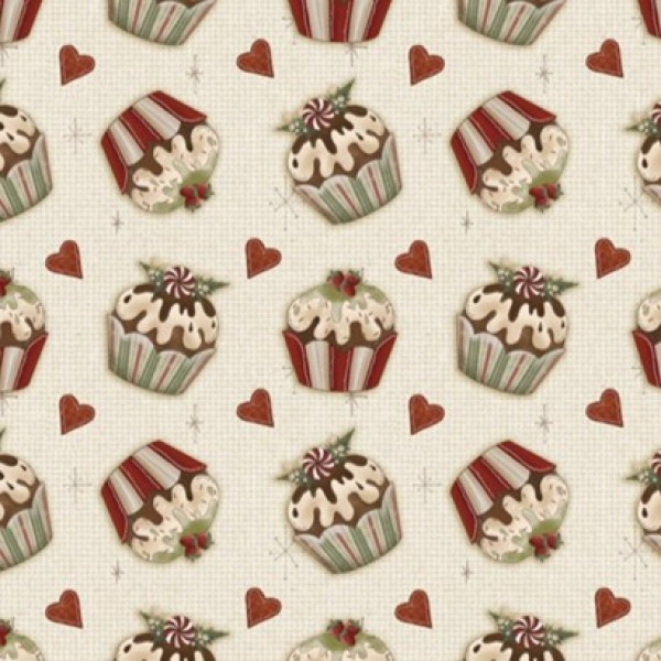 TECIDO TRICOLINE CUPCAKE MEU NATAL DIGITAL ...