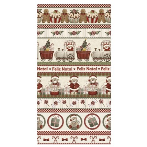 TECIDO TRICOLINE BARRADO URSOS NATAL DIGITAL - 0,5X1,50MT