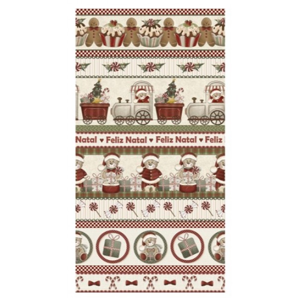 TECIDO TRICOLINE BARRADO URSOS NATAL DIGITAL ...